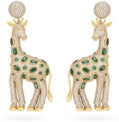 Petite Giraffe 24kt Gold-plated Clip Earrings - Womens - Green Gold