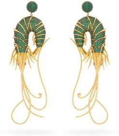 Shrimp 24kt-gold Plated Earrings - Womens - Green Gold