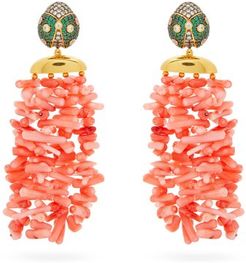 Ladybug Amalfi 24kt Gold-plated Clip Earrings - Womens - Pink Multi