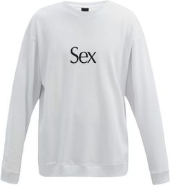 Sex-print Cotton-jersey Sweatshirt - Mens - White