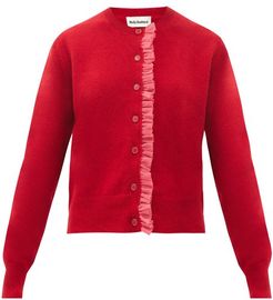 Portia Ruffle-trimmed Wool Cardigan - Womens - Red