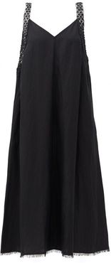The Celia Macramé-strap Jersey Midi Dress - Womens - Black