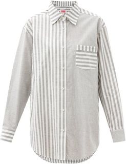 The Oxford Oversized Striped Cotton-twill Shirt - Womens - Black Stripe