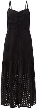 The Tilda Pintuck-pleated Cotton-poplin Dress - Womens - Black