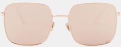 Diorstellaire Square Metal Sunglasses - Womens - Gold