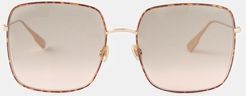 Diorstellaire Square Acetate & Metal Sunglasses - Womens - Tortoiseshell