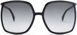 Baguette Oversized Square Acetate Sunglasses - Womens - Black