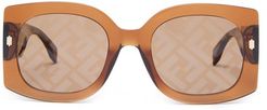 Ff-logo Square Acetate Sunglasses - Womens - Brown