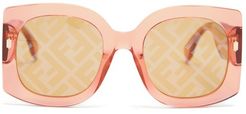 Roma Ff Square Acetate Sunglasses - Womens - Orange