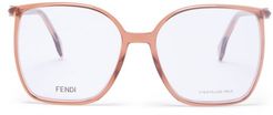 Ff-logo Oversized Square Acetate Glasses - Womens - Light Pink