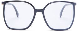 Ff-logo Oversized Square Acetate Glasses - Womens - Black