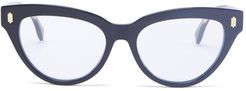 Ff Logo-engraved Cat-eye Acetate Glasses - Womens - Black