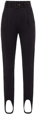 Belted Stirrup-cuff Jersey Leggings - Womens - Black