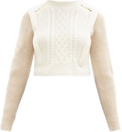 Contrast-sleeve Cable-knit Sweater - Womens - Ivory