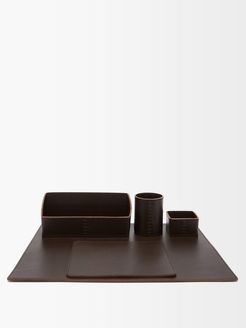 1969 - Todi Leather Desk Set - Dark Brown