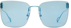 Square Metal Sunglasses - Womens - Blue