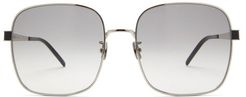 Square Metal Sunglasses - Womens - Silver