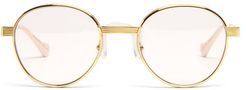 Round Metal Sunglasses - Womens - Gold