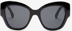 GG-logo Quilted Cat-eye Acetate Sunglasses - Womens - Black Grey