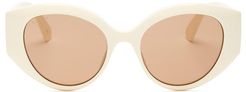 GG-logo Quilted Cat-eye Acetate Sunglasses - Womens - Ivory