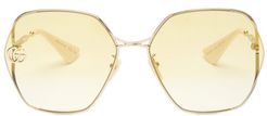 GG-logo Hexagonal Metal Sunglasses - Womens - Gold