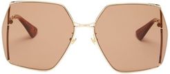 Oversized Square Metal Sunglasses - Womens - Gold