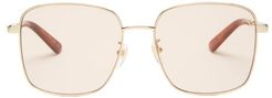 Square Metal Sunglasses - Womens - Gold