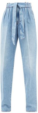 Ylenia Paperbag-waist Straight-leg Jeans - Womens - Light Denim