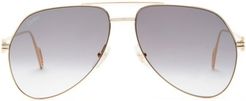 Première De Cartier Aviator Metal Sunglasses - Womens - Gold