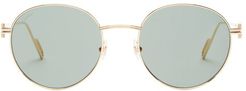 Première De Cartier Round Metal Sunglasses - Womens - Gold