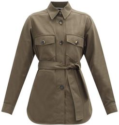 Belted Cotton-twill Shirt - Womens - Khaki