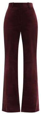 David High-rise Cotton-corduroy Wide-leg Trousers - Womens - Burgundy