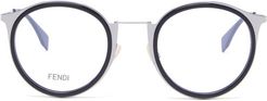 Round Acetate And Metal Glasses - Mens - Black