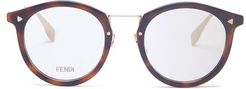 Round Tortoiseshell Metal Glasses - Mens - Gold Multi