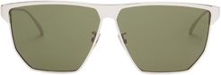 Flat-top Aviator Metal Sunglasses - Mens - Silver