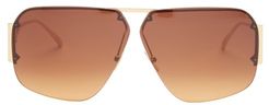 Triangle-temple Aviator Metal Sunglasses - Mens - Gold