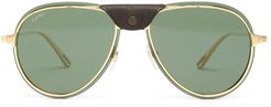 Santos De Cartier Aviator Metal Sunglasses - Mens - Gold