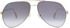 Première De Cartier Aviator Metal Sunglasses - Mens - Gold