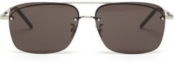 Square Metal Sunglasses - Mens - Silver