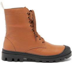 Logo-tab Leather Boots - Womens - Tan