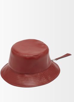 Fisherman Leather Bucket Hat - Womens - Red