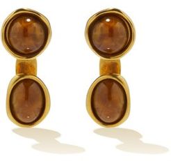 Double Tree Drop Earrings - Womens - Brown Gold