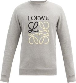 Anagram-embroidered Cotton-jersey Sweatshirt - Mens - Grey