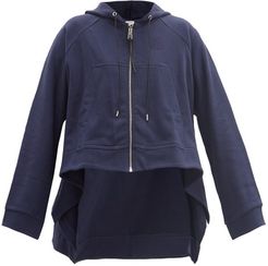 Zipped Wool-blend Jersey Hooded Sweatshirt - Womens - Navy