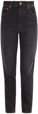Anagram-embroidered Slim-leg Jeans - Womens - Black