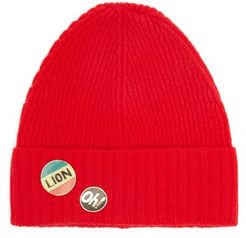 Pin-embellished Wool Beanie Hat - Womens - Red