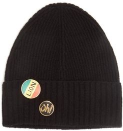 Pin-embellished Wool Beanie Hat - Womens - Black
