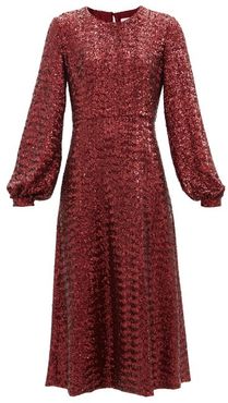 Zelda Sequinned Midi Dress - Womens - Burgundy