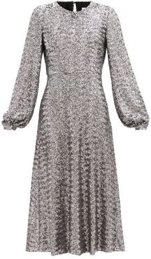Zelda Sequinned Midi Dress - Womens - Silver