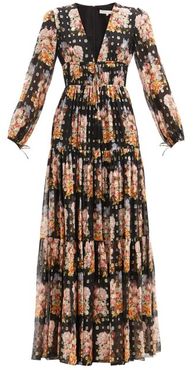 Freya Floral-print Tiered Silk-blend Maxi Dress - Womens - Black Multi